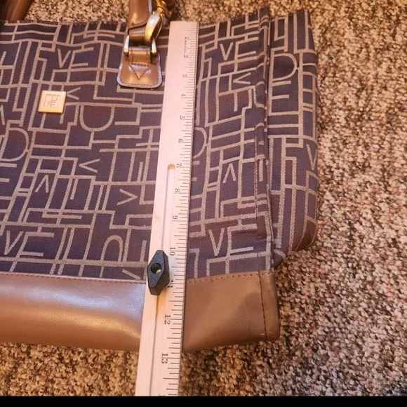 Vintage Diane von Furstenberg Tote Travel Bag Brown Lined Double Handle Purse - Picture 10 of 11